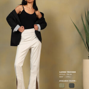 Women's High-Rise Front Slit Straight Fit Formal Trousers