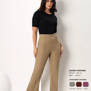 Women's High-Rise Bootcut Tailored Trousers with Button Detail