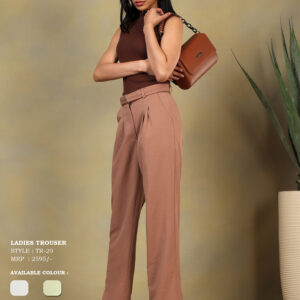 Women's High-Rise Pleated Straight Fit Belted Trousers