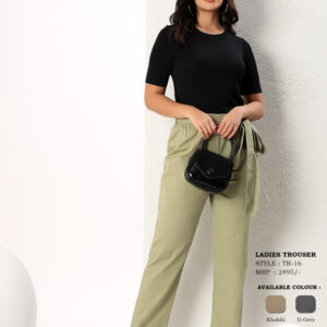 Women's High-Rise Straight Fit Tie-Waist Trousers