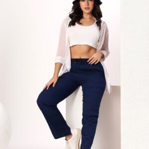 Women's High-Rise Drawstring Straight Fit Trousers
