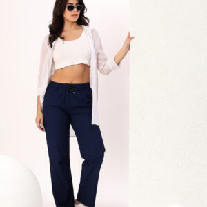 Women's Textured Straight-Fit Drawstring Trousers
