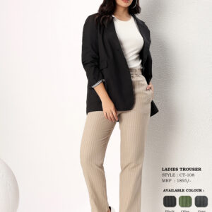 Women's High-Rise Pinstripe Straight Fit Formal Trousers