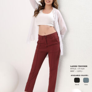 Women's High-Rise Slim Fit Tailored Trousers with Contrast Seam Detail