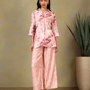 Women's Printed Shirt & Wide Leg Co-Ord Set