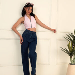 Women's High-Rise Straight Fit Washed Denim Jeans