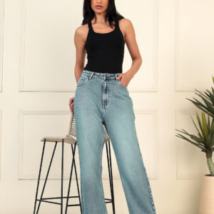 Women's High-Rise Relaxed Wide Leg Light Wash Denim Jeans
