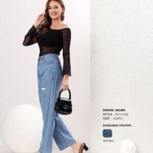 Women's High-Rise Relaxed Wide Leg Distressed Denim Jeans